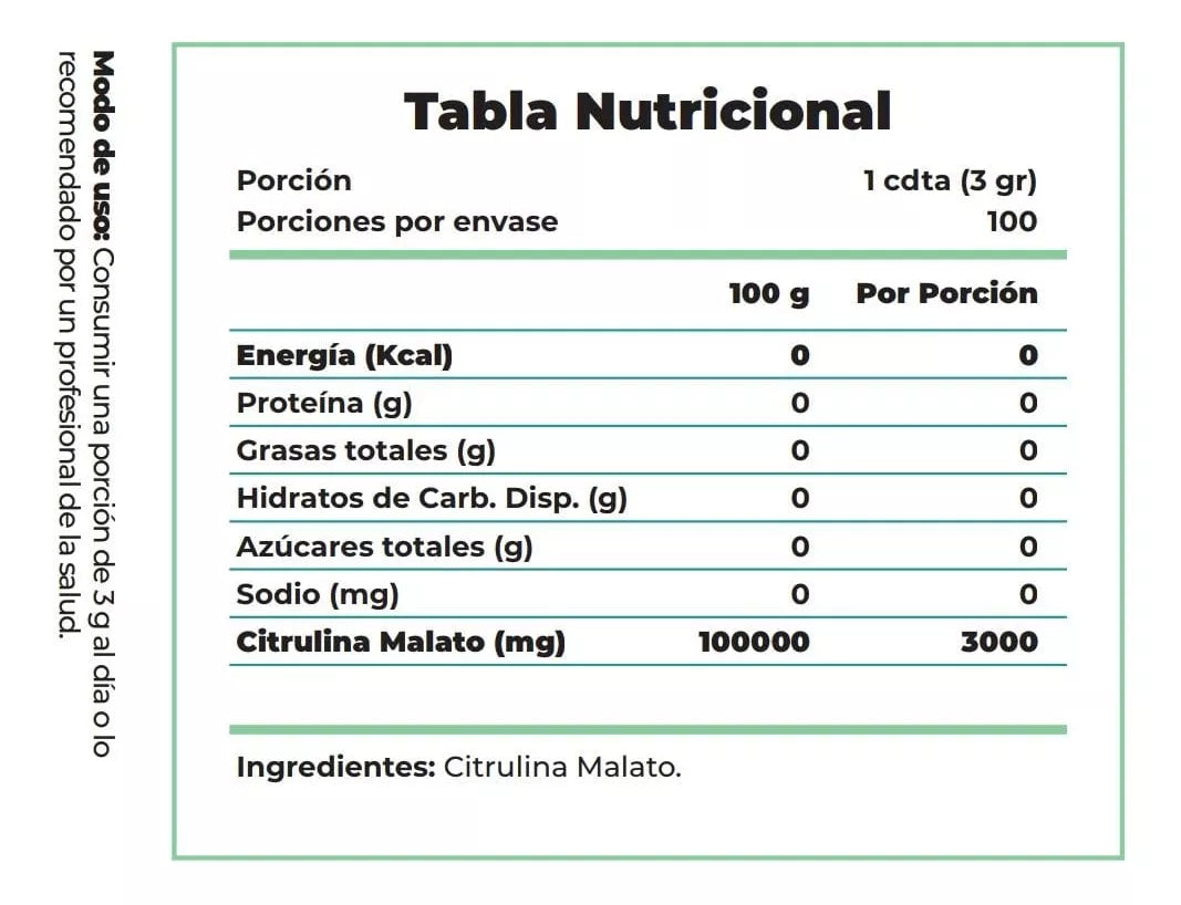 Citrulina Malato 300g Clean Label | 100 Porciones | Impulsa Tu Energía y Recuperación