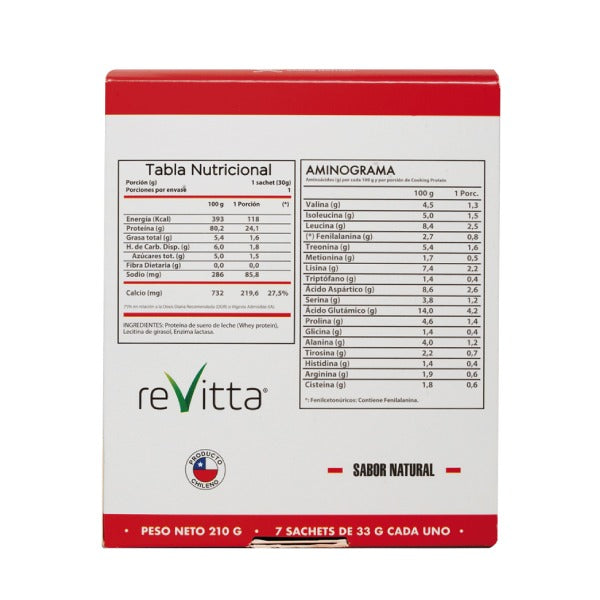 Proteína Whey Cooking Protein Revitta Wellness | 7 Sachets de 30 g | Sin Sabor | Ideal para Cocinar