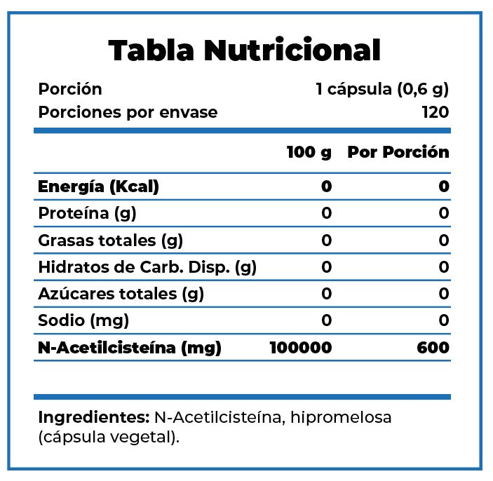 NAC (N-Acetilcisteína) Clean Label | 120 Cápsulas | Potencia tu Bienestar naturalmente