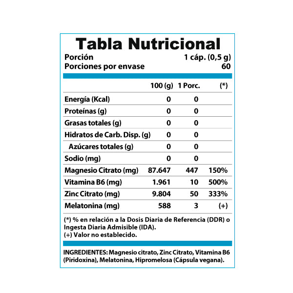ZMA Nightime +B6 + Melatonina | 60 Cápsulas | 60 Porciones | Descanso Profundo