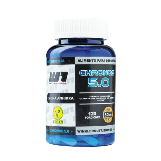 Cafeína Anhidra 50 mg Chronos 5.0 – Winkler Nutrition | 120 Cápsulas | Energía y Rendimiento
