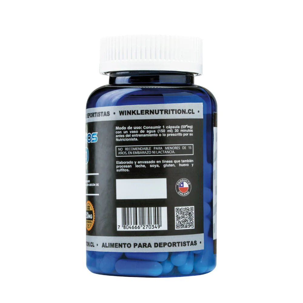 Cafeína Anhidra 50 mg Chronos 5.0 – Winkler Nutrition | 120 Cápsulas | Energía y Rendimiento