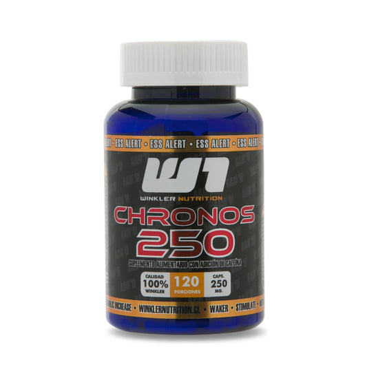 Cafeína 250mg Chronos 100% Winkler | 120 Cápsulas | Energía y Rendimiento