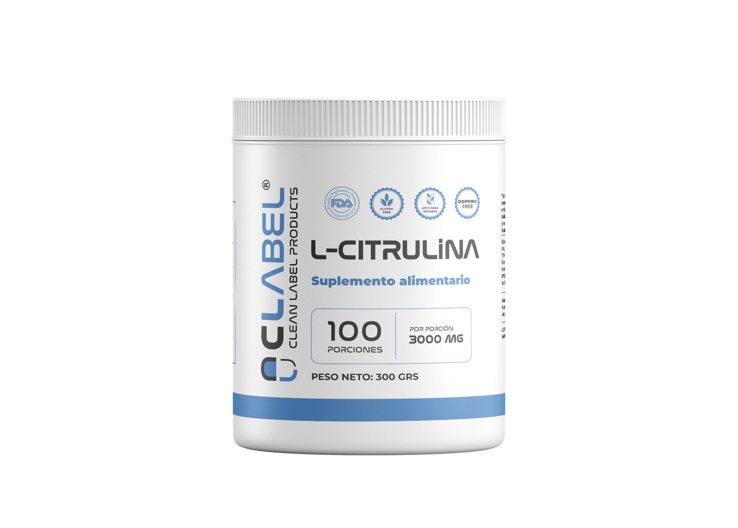 L-Citrulina 300mg | 100 Porciones |  Clean Label | Circulación y Entrenamiento