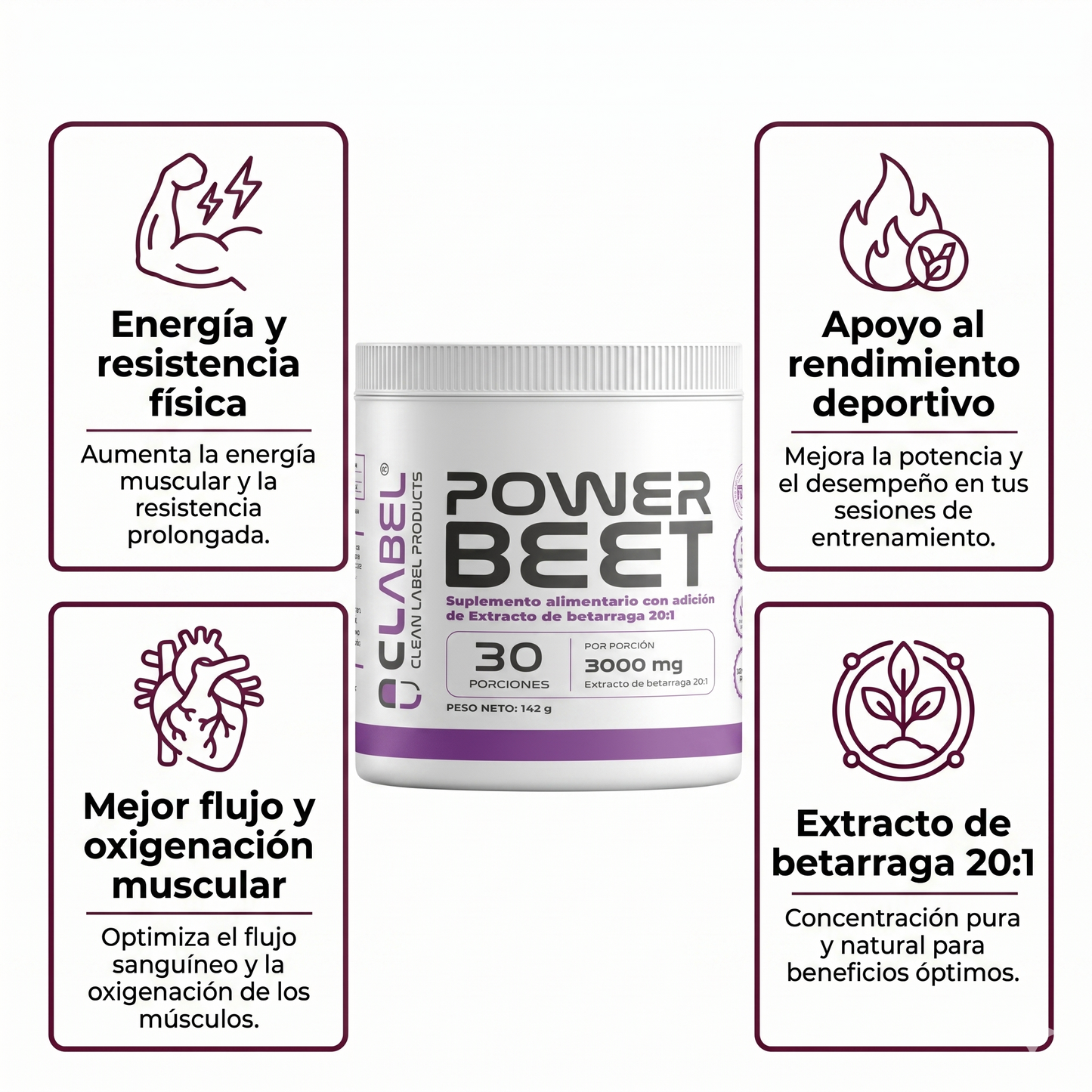 Power Beet Clean Label polvo de betarraga - suplemento deportivo REfuel- Beneficios
