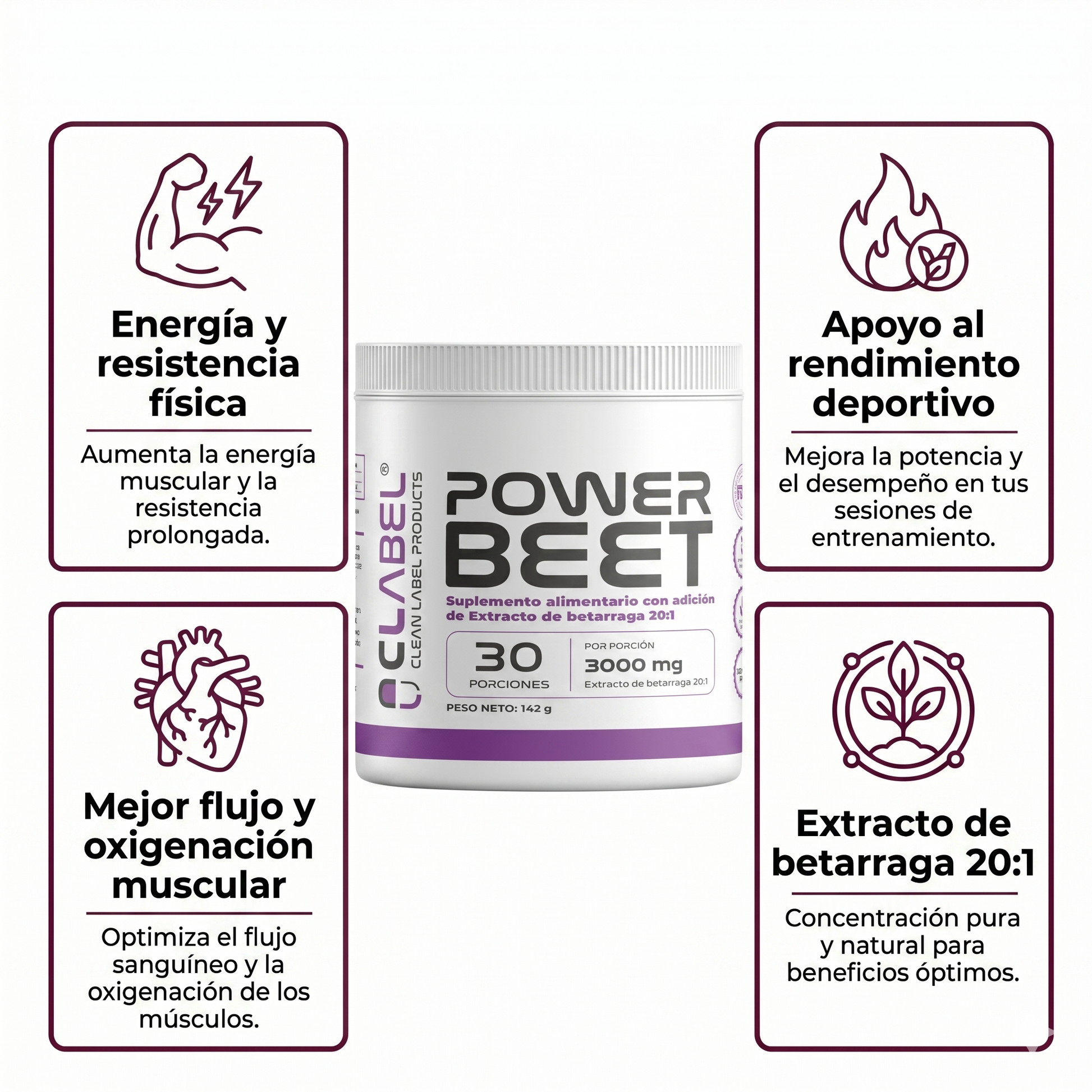 Power Beet Clean Label polvo de betarraga - suplemento deportivo REfuel- Beneficios