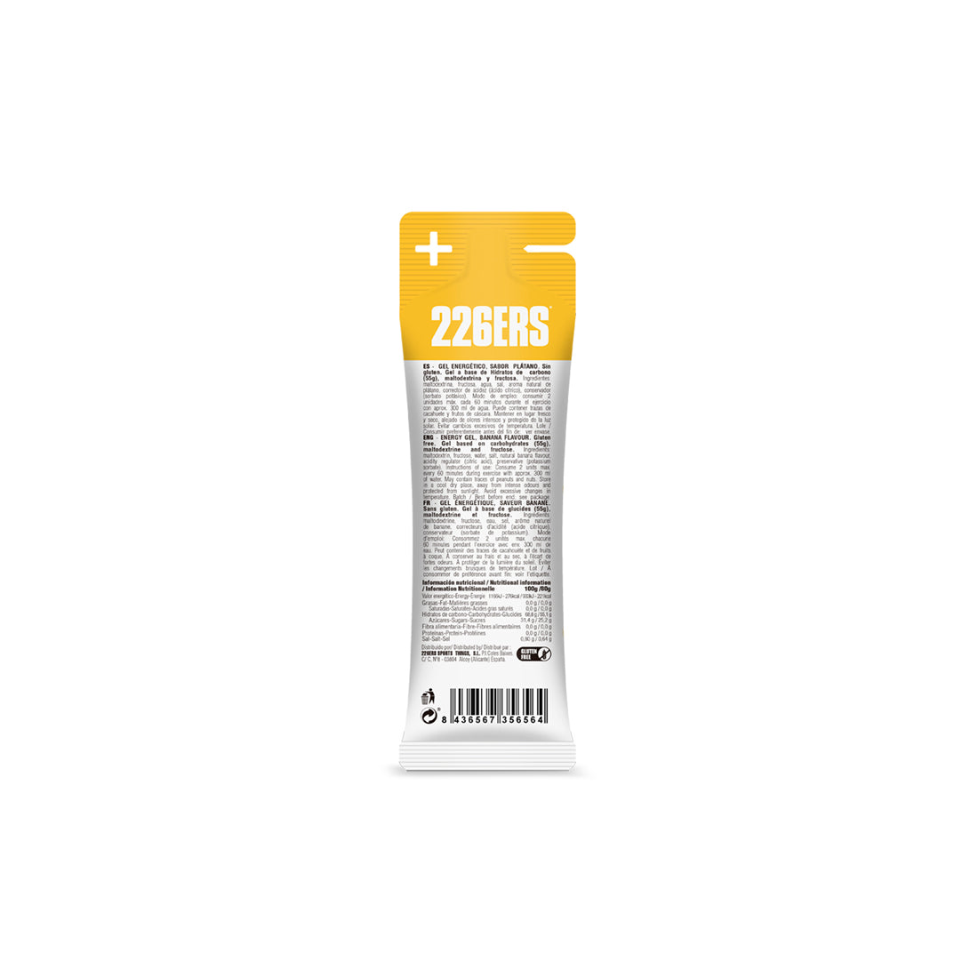 High Fructose Gel 226ERS | 55 g Carbohidratos | 250 mg Sodio | Energía Máxima en Esfuerzos Prolongados | PLATANO