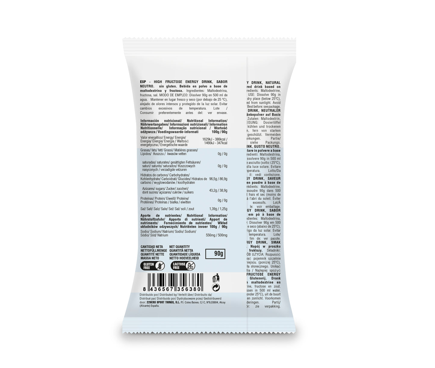 High Fructose Energy Drink 226ERS | 87 g Carbohidratos | 500 mg Sodio | Energía Prolongada