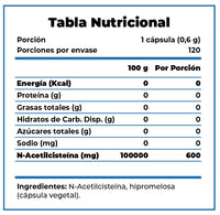 NAC (N-Acetilcisteína) Clean Label | 120 Cápsulas | Potencia tu Bienestar naturalmente