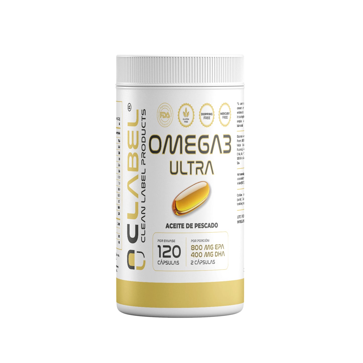 Omega 3 Clean Label | Alta Concentración de EPA y DHA | 120 Cápsulas