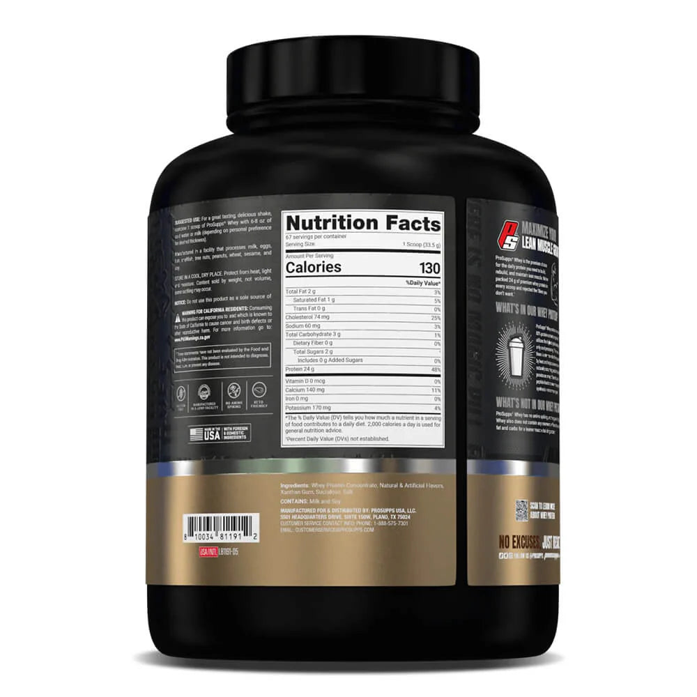 Whey Concentrate Chocolate Pro Supps 5 lb | 63 Porciones | Alta calidad